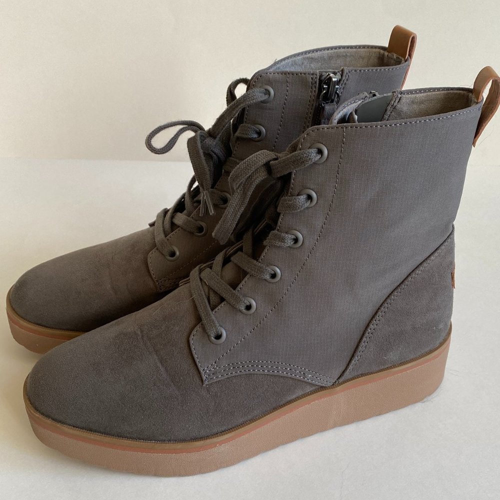 Dr Scholl's Women's Chloe Suede Hybrid Wedge Ankle Boots Gray Wore Once Like New